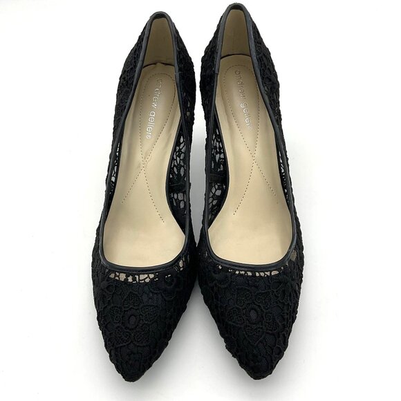 Andrew Geller Shoes - Andrew Geller Black Floral Lace Point Toe 3 Inch Heels Size 11M